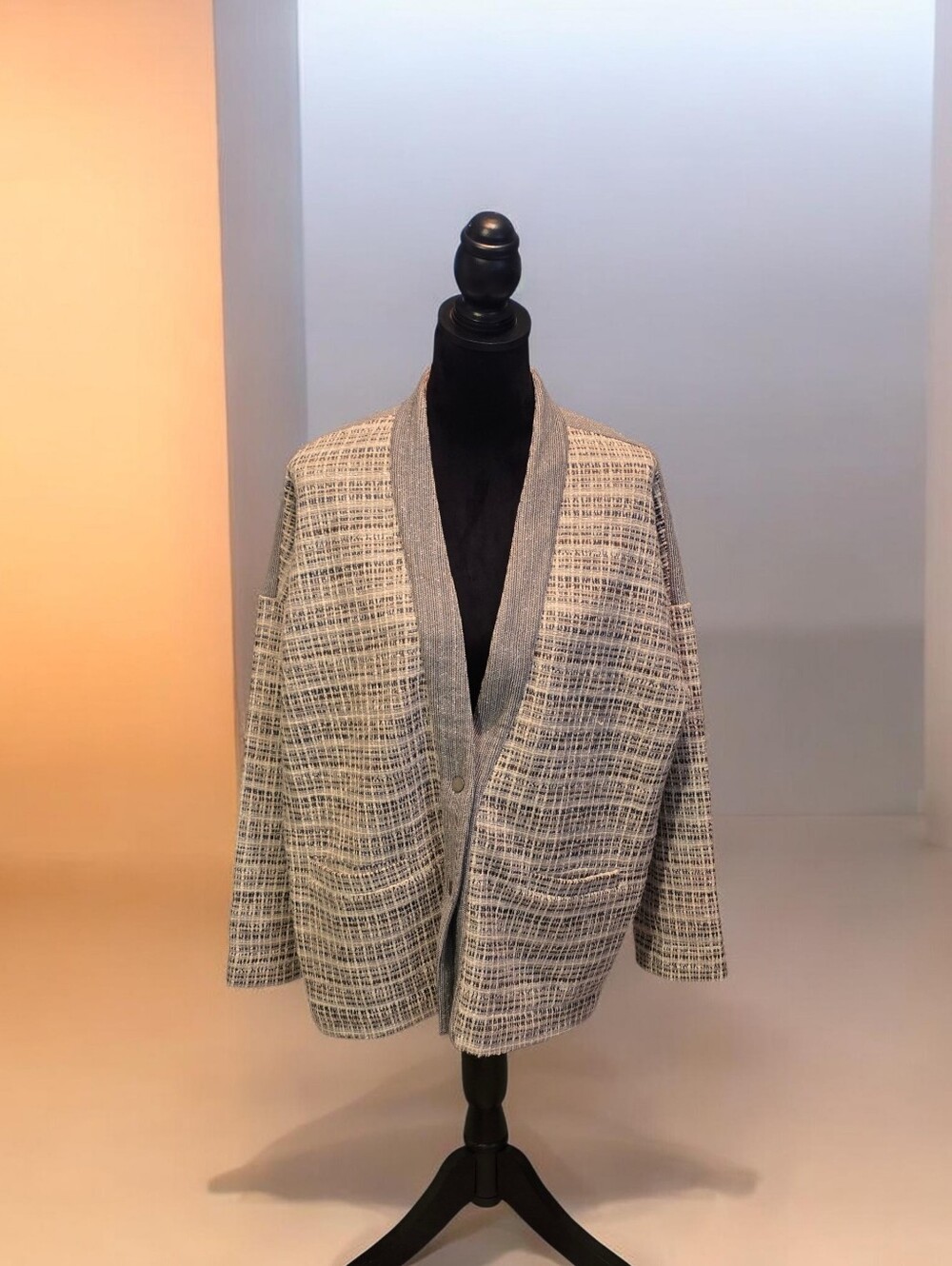 AMS Pure Collection Open Front Knit Cardigan